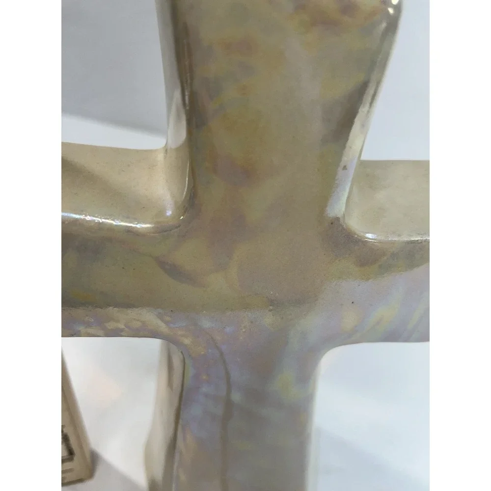 Unbranded~Ceramic Celtic Cross Lamp Nightlight Iridescent Religious Crucifix‎